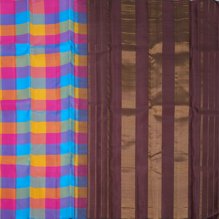 Hayagrivas Handloom Multicolour Checks Kanjivaram Silk Saree KBF811H1-4