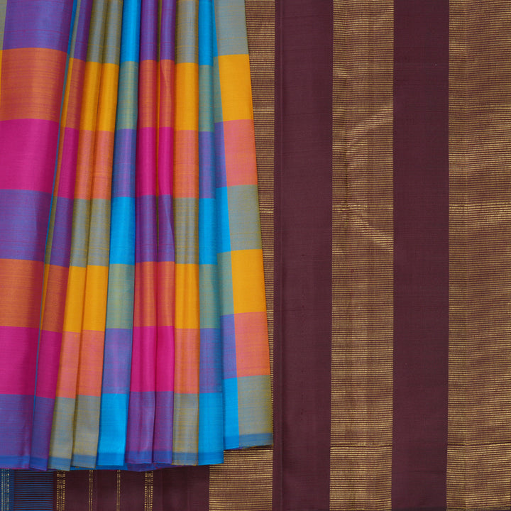 Hayagrivas Handloom Multicolour Checks Kanjivaram Silk Saree KBF811H1-4