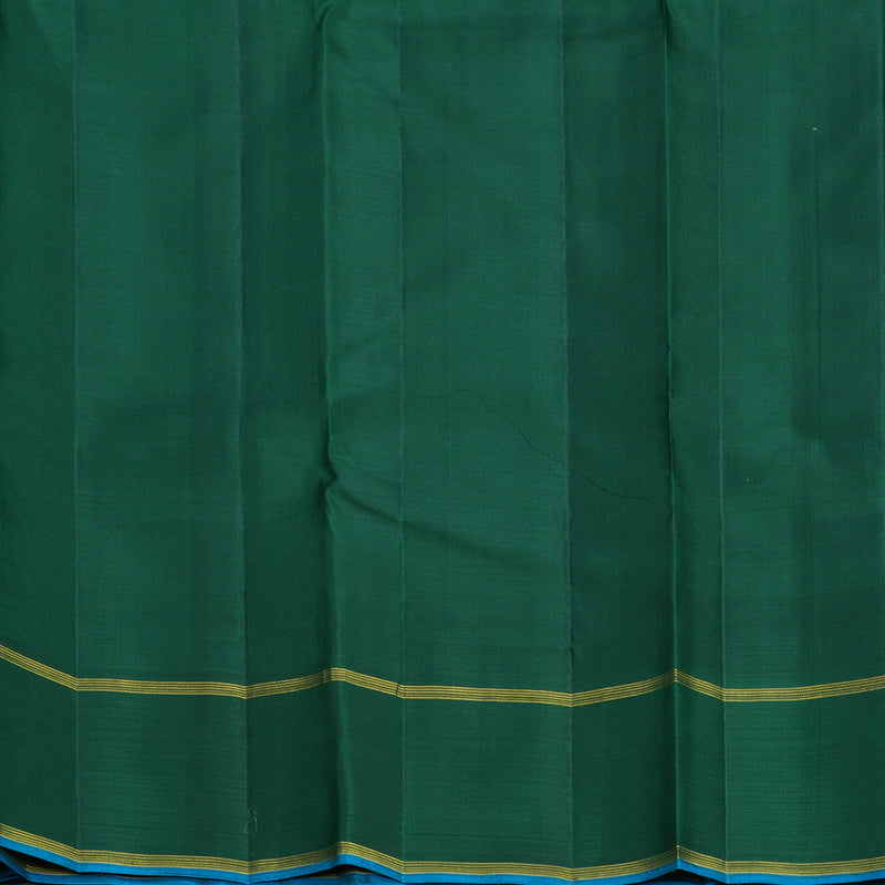 Hayagrivas Handloom Red &amp; Half-White Checks Kanjivaram Silk Saree with Green Border KBF813H2-1