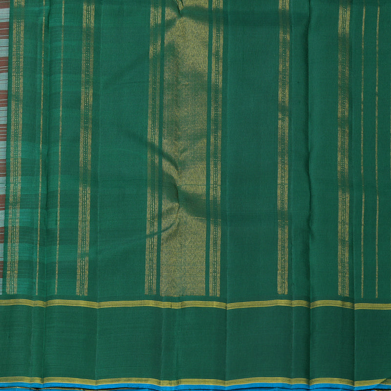 Hayagrivas Handloom Red &amp; Half-White Checks Kanjivaram Silk Saree with Green Border KBF813H2-1