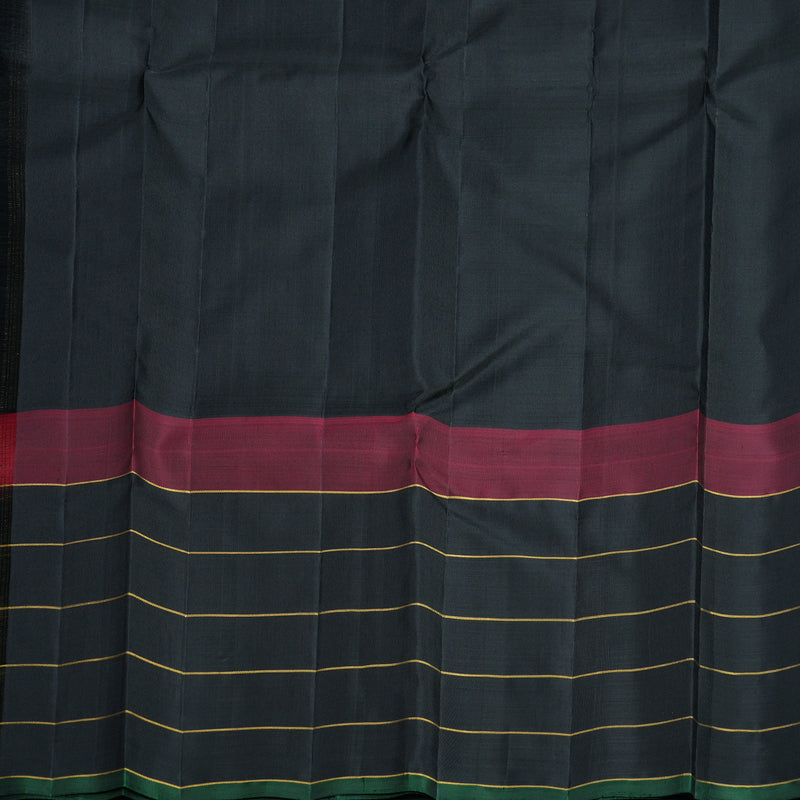 Hayagrivas Handloom White Kanjivaram Silk Saree with Black Border KBF813H3-1