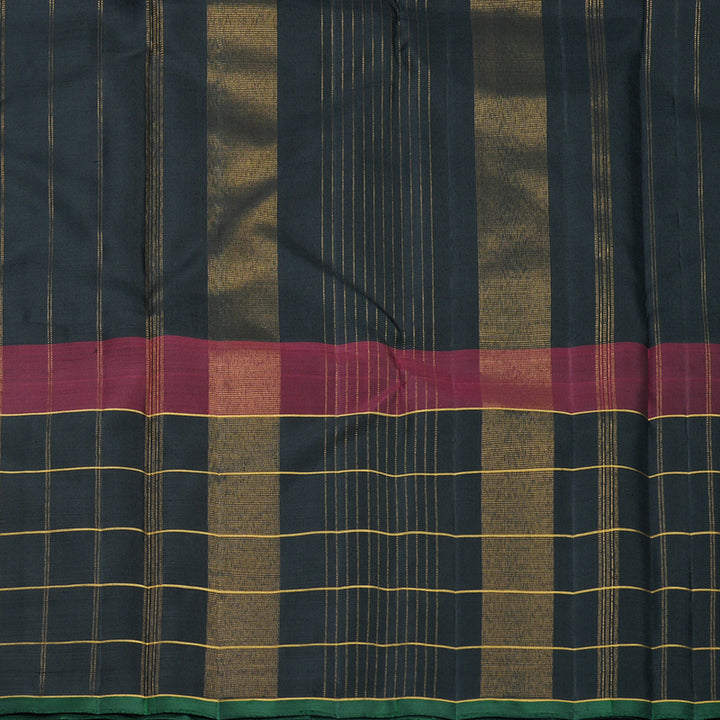 Hayagrivas Handloom White Kanjivaram Silk Saree with Black Border KBF813H3-1
