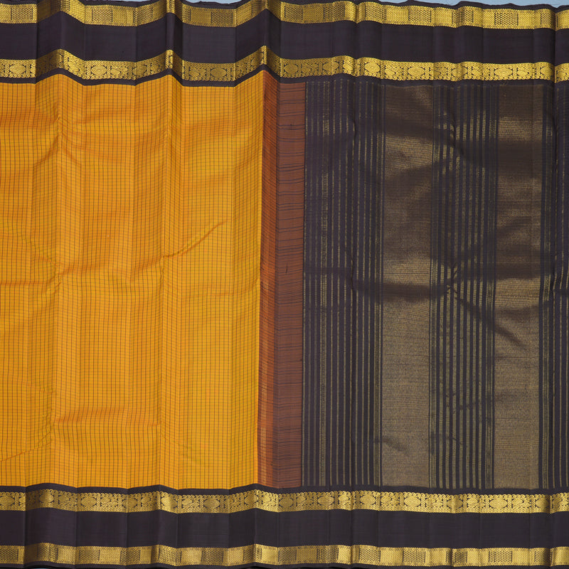 Hayagrivas Handloom Mustard Yellow Kanjivaram Silk Saree with Kanchana Brown Border KBF813H4-1
