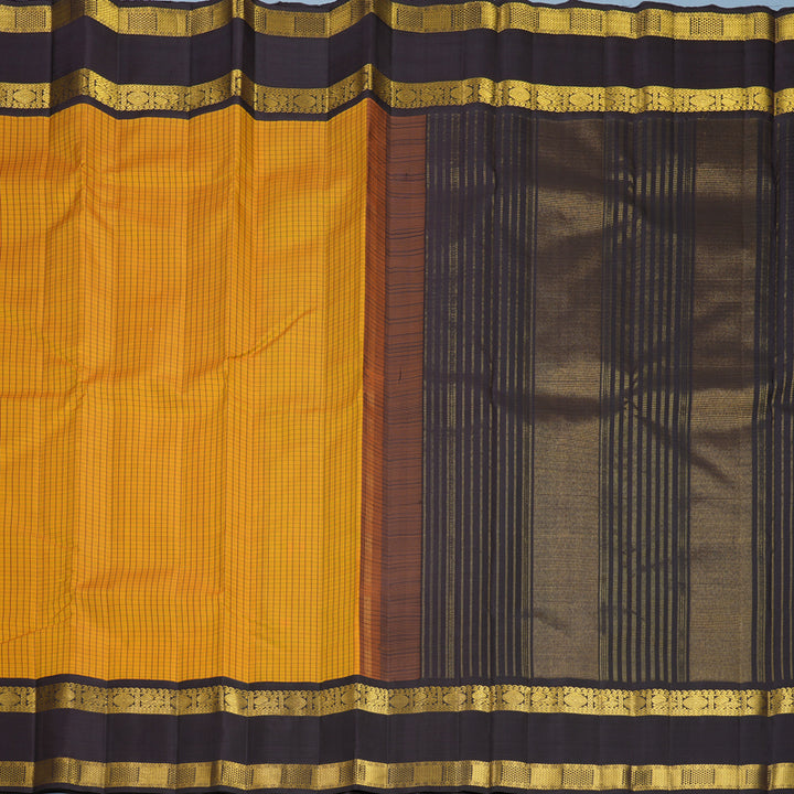 Hayagrivas Handloom Mustard Yellow Kanjivaram Silk Saree with Kanchana Brown Border KBF813H4-1
