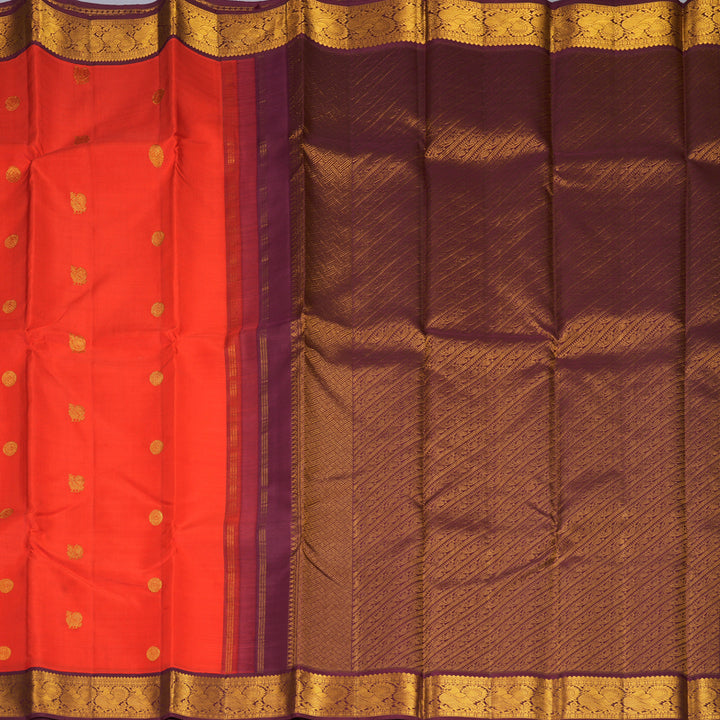 Hayagrivas Handloom Red Kanjivaram Silk Saree with Burgundy Border KBF814H1-1