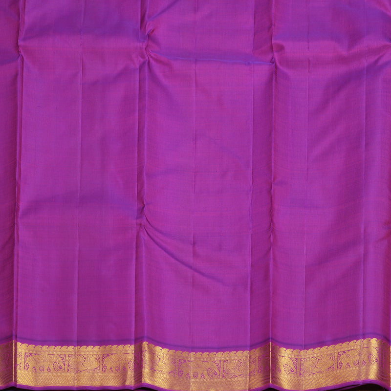 Hayagrivas Handloom Fluorescent Green Kanjivaram Silk Saree with Purple Border KBF814H1-2