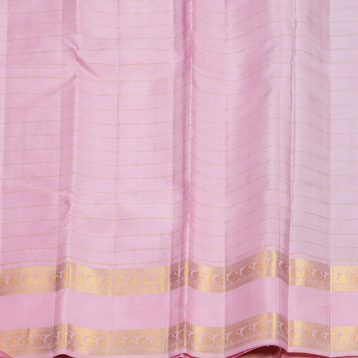 Hayagrivas Handloom Bottle Green Kanjivaram Silk Saree with Baby Pink Border KBF814H2-1
