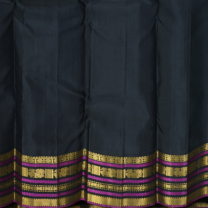 Hayagrivas Handloom Pastel Green Kanjivaram Silk Saree with Black Border KBF814H2-3