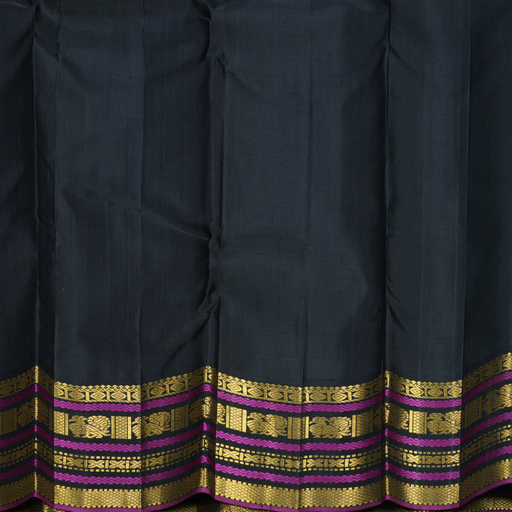 Hayagrivas Handloom Pastel Green Kanjivaram Silk Saree with Black Border KBF814H2-3