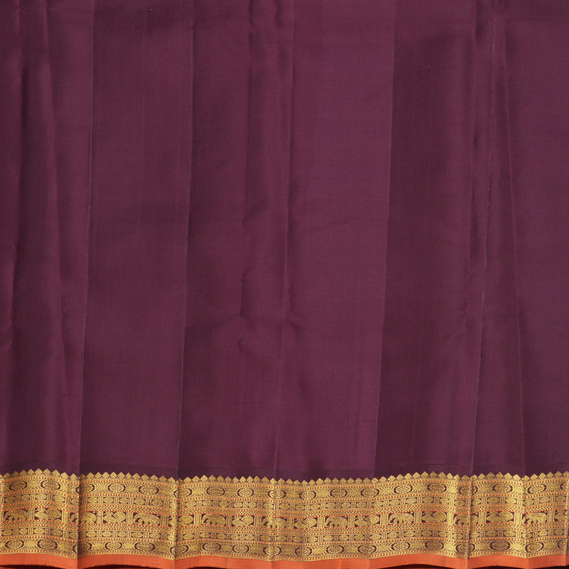 Hayagrivas Handloom Orange Kanjivaram Silk Saree with Burgundy Border KBF814H2-6