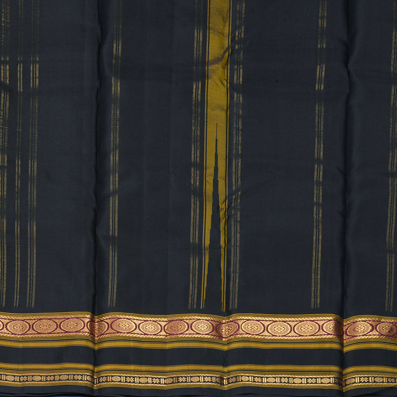 Hayagrivas Handloom Yellow &amp; Black (Zasa Zasa Kattam) Kanjivaram Silk Saree KBF814H3-1