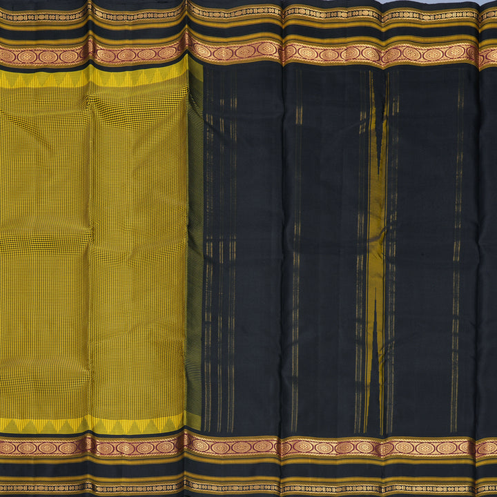 Hayagrivas Handloom Yellow &amp; Black (Zasa Zasa Kattam) Kanjivaram Silk Saree KBF814H3-1