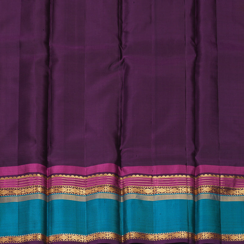 Hayagrivas Handloom Lime Green Kanjivaram Silk Saree with Aqua Blue Border KBF814H3-4