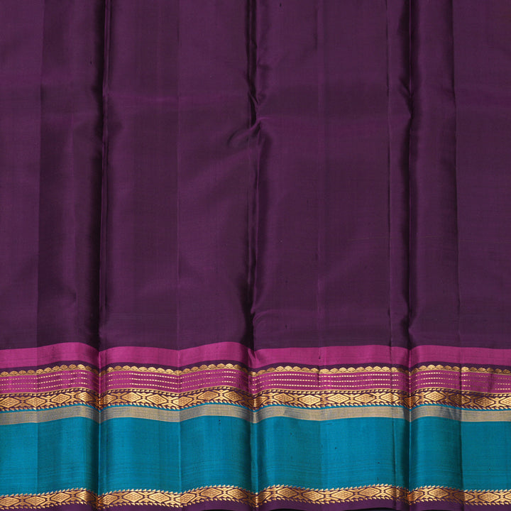 Hayagrivas Handloom Lime Green Kanjivaram Silk Saree with Aqua Blue Border KBF814H3-4