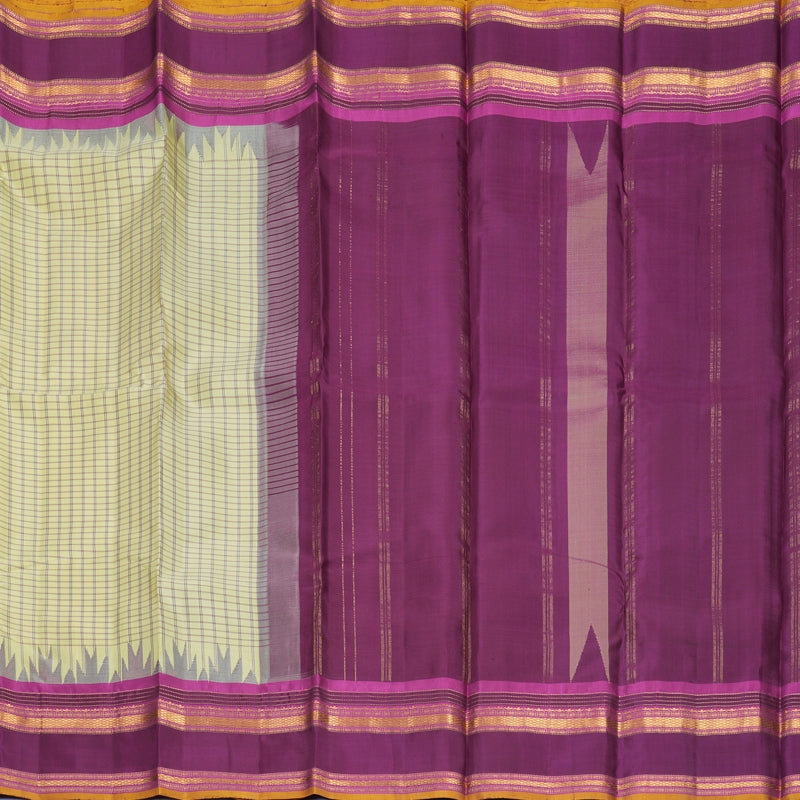 Hayagrivas Handloom Light Yellow Kanjivaram Silk Saree with Purple Border KBF814H3-5
