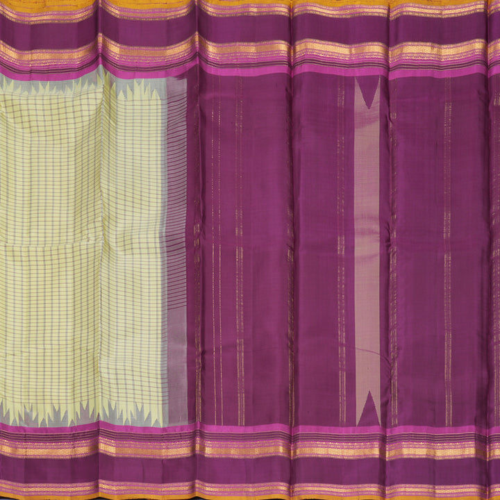 Hayagrivas Handloom Light Yellow Kanjivaram Silk Saree with Purple Border KBF814H3-5