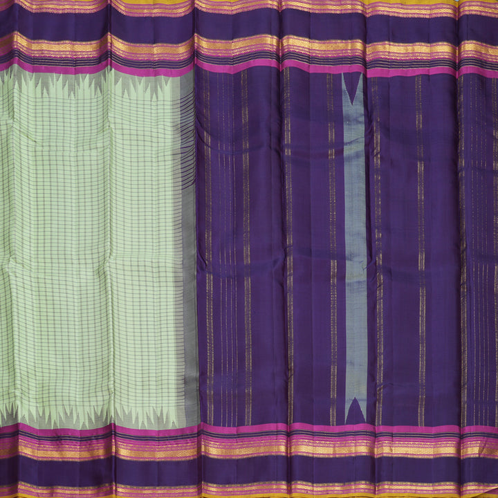 Hayagrivas Handloom Pista Green Kanjivaram Silk Saree with Purple Border KBF814H3-6