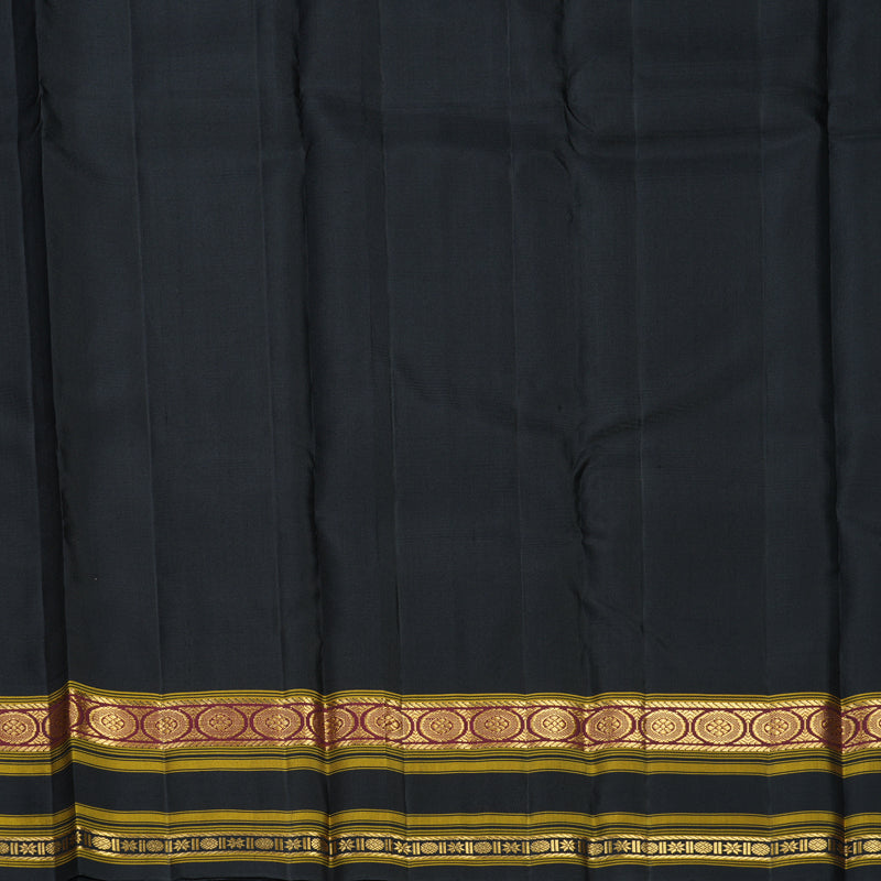 Hayagrivas Handloom Black &amp; White Checks Kanjivaram Silk Saree with Black Border KBF814H3-7