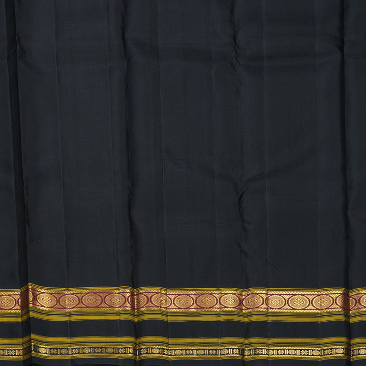 Hayagrivas Handloom Black &amp; White Checks Kanjivaram Silk Saree with Black Border KBF814H3-7