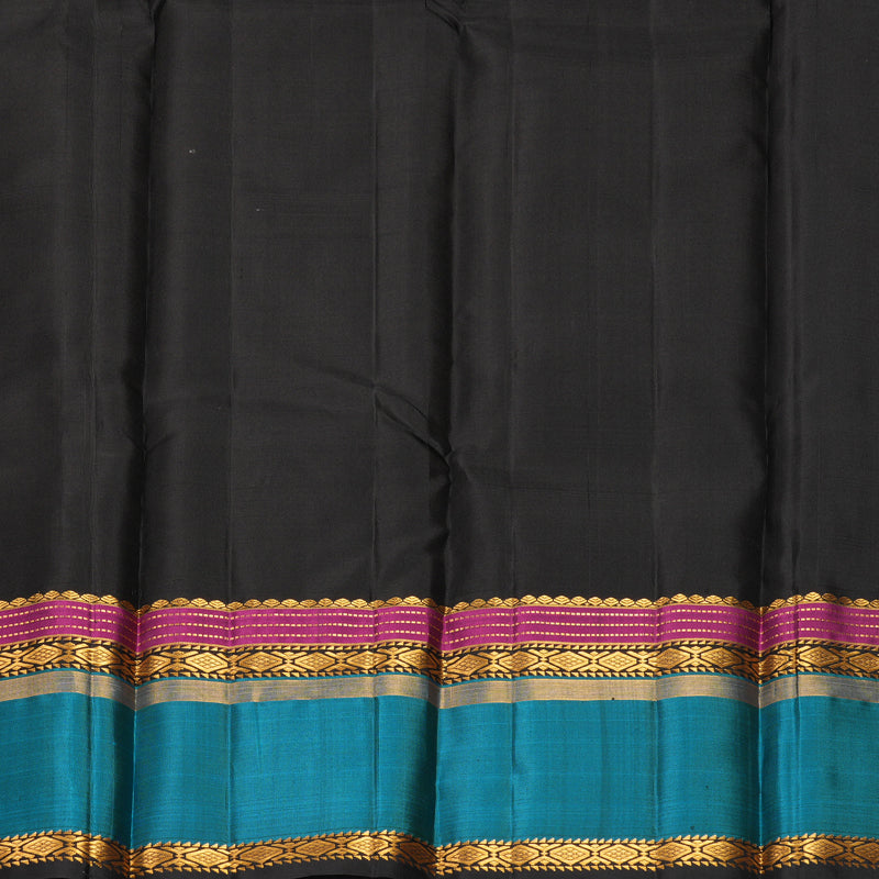 Hayagrivas Handloom Beige Kanjivaram Silk Saree with Aqua Blue Border KBF814H3-8