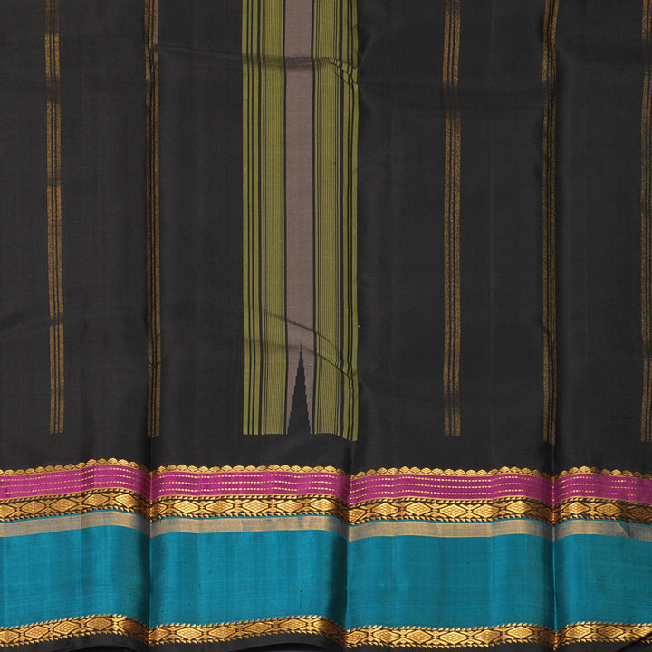 Hayagrivas Handloom Beige Kanjivaram Silk Saree with Aqua Blue Border KBF814H3-8