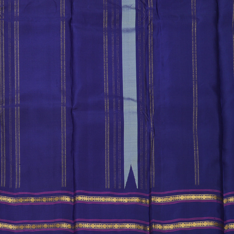 Hayagrivas Handloom Light Grey Kanjivaram Silk Saree with Purple Border KBF814H4-1