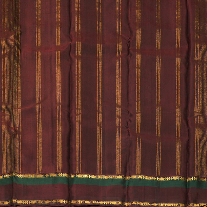Hayagrivas Handloom Lime Green Kanjivaram Silk Saree with Dark Maroon &amp; Bottle Green Border KBF814H4-2