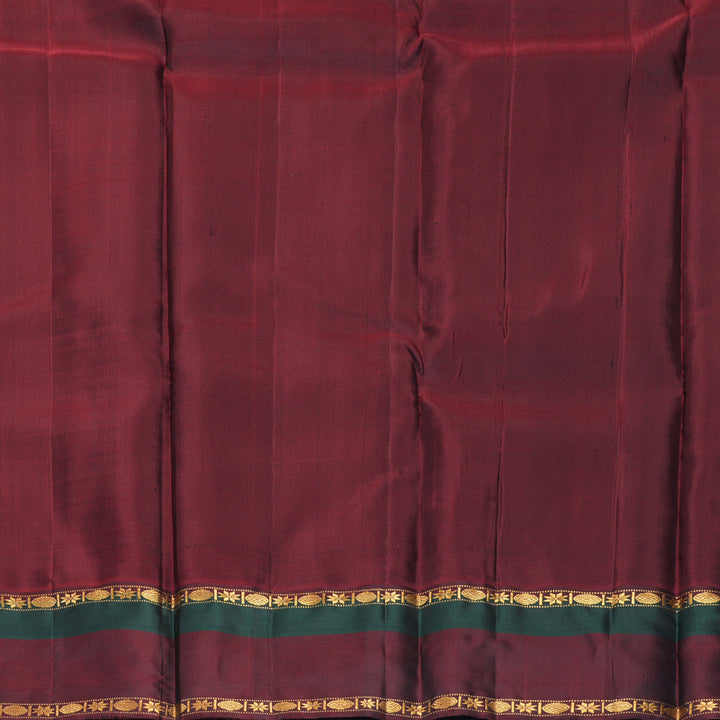 Hayagrivas Handloom Lime Green Kanjivaram Silk Saree with Dark Maroon &amp; Bottle Green Border KBF814H4-3