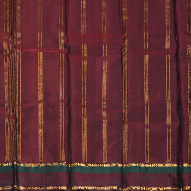 Hayagrivas Handloom Lime Green Kanjivaram Silk Saree with Dark Maroon &amp; Bottle Green Border KBF814H4-3