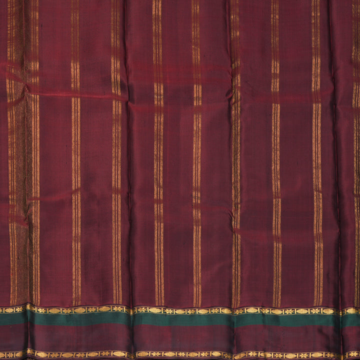 Hayagrivas Handloom Lime Green Kanjivaram Silk Saree with Dark Maroon &amp; Bottle Green Border KBF814H4-3