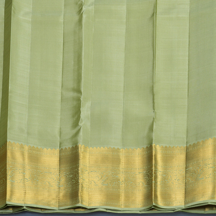 Hayagrivas Handloom Midnight Blue Kanjivaram Silk Saree with Pista Green Border KBF815H1-1