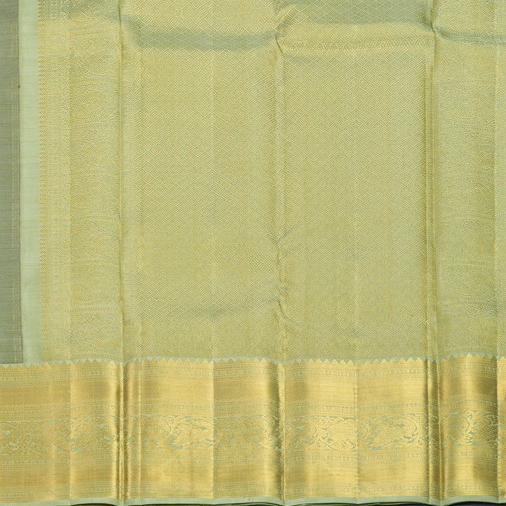 Hayagrivas Handloom Midnight Blue Kanjivaram Silk Saree with Pista Green Border KBF815H1-1
