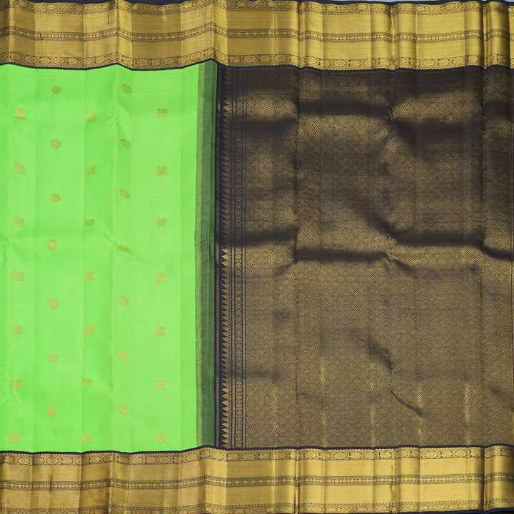 Hayagrivas Handloom Neon Green Kanjivaram Silk Saree with Deep Snuff Border KBF815H2-1