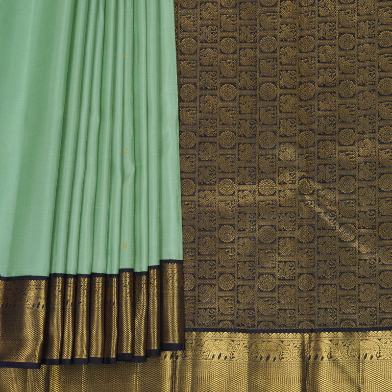 Hayagrivas Handloom Pista Green Kanjivaram Silk Saree with Nagapazham Border KBF815H2-2