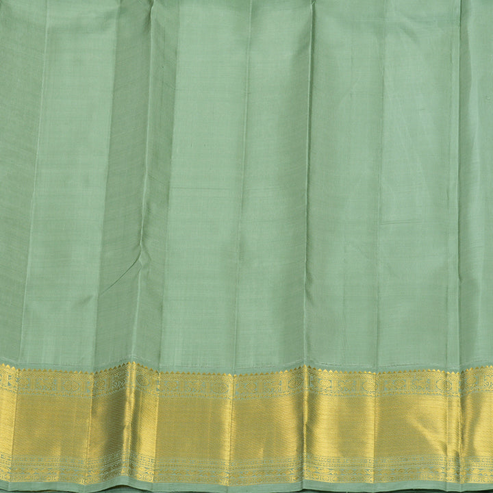 Hayagrivas Handloom Mild Pista Green Kanjivaram Silk Saree with Elaichi Green Border KBF815H3-2