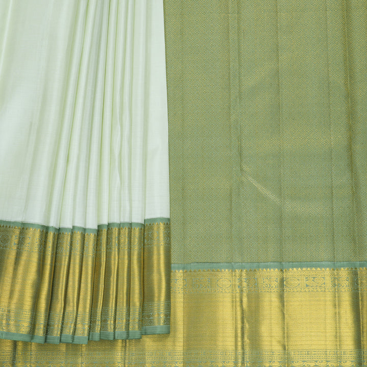 Hayagrivas Handloom Mild Pista Green Kanjivaram Silk Saree with Elaichi Green Border KBF815H3-2