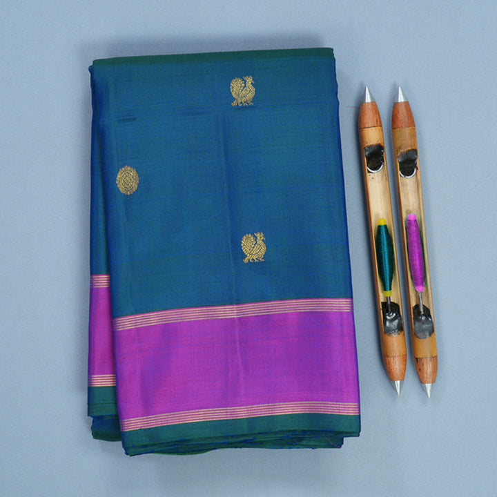 Hayagrivas Handloom Mayilkazhuthu Kanjivaram Silk Saree with Purple Border KBF816H1-1