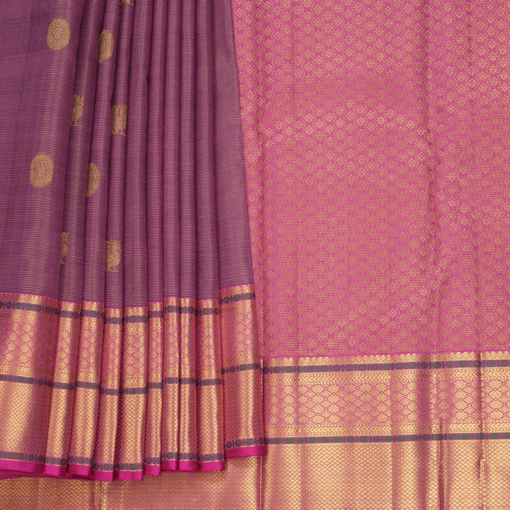 Hayagrivas Handloom Purple Kanjivaram Silk Saree with Pink Border KBF816H4-1