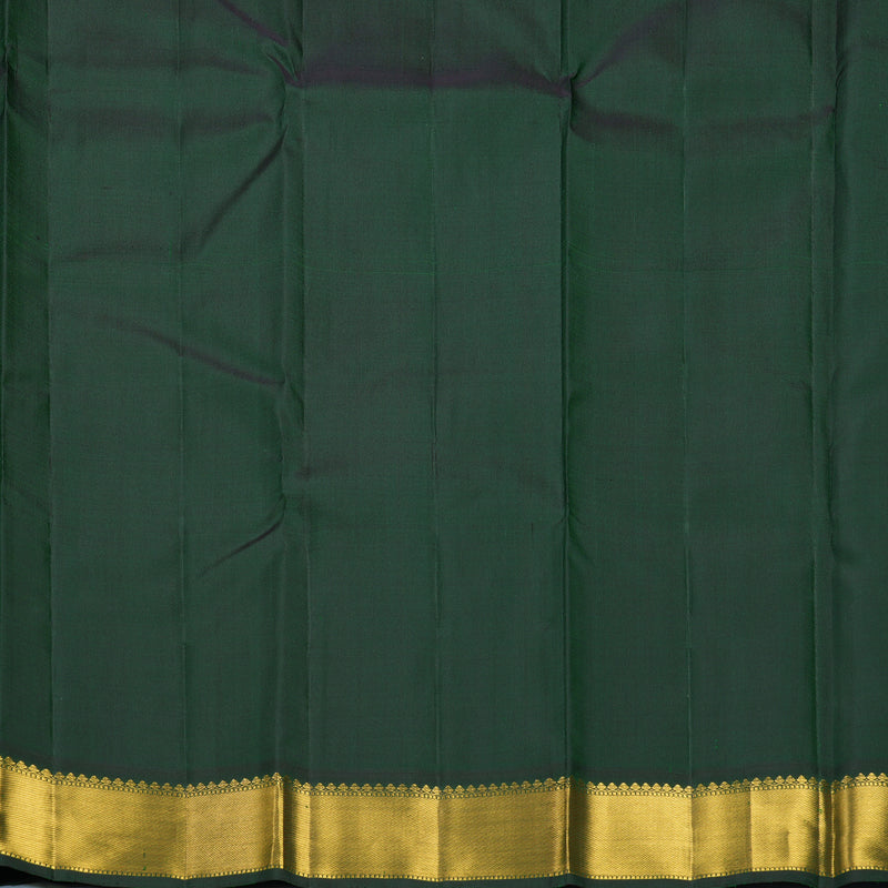 Hayagrivas Handloom Rust Orange Kanjivaram Silk Saree with Bottle Green Border KBF816H5-1