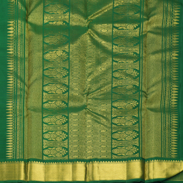 Hayagrivas Handloom MS Blue Kanjivaram Silk Saree with Dark Green Border KBF816H5-2