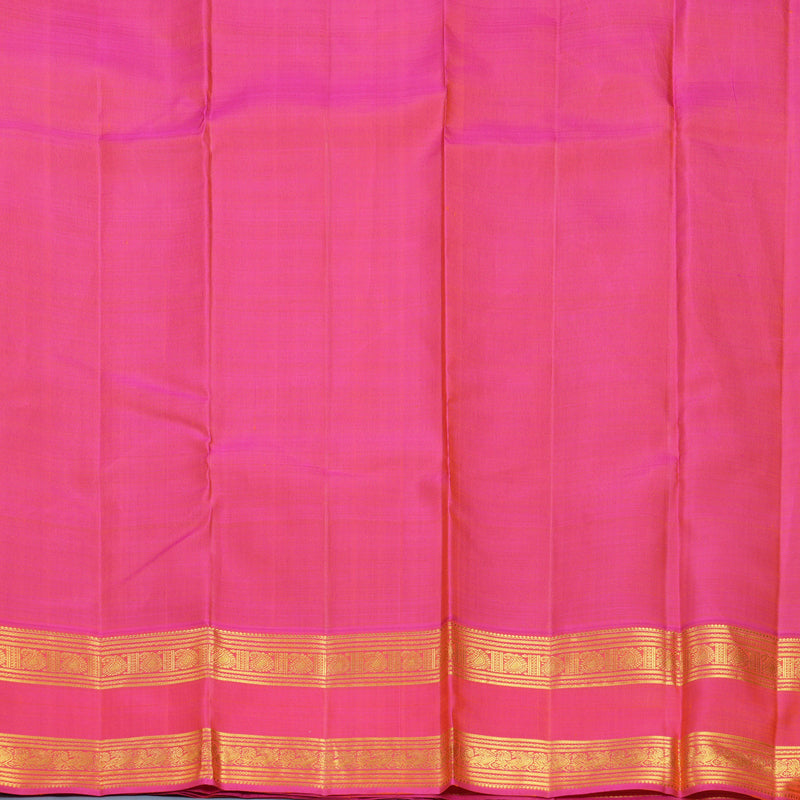 Hayagrivas Handloom Nagapazham Kanjivaram Silk Saree with Orangish-Pink Border KBF816H6-1