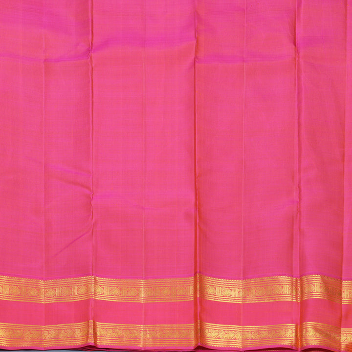 Hayagrivas Handloom Nagapazham Kanjivaram Silk Saree with Orangish-Pink Border KBF816H6-1