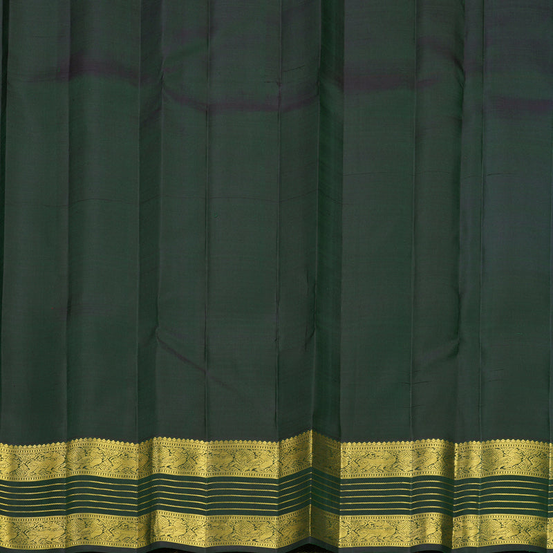 Hayagrivas Handloom Rust Orange Kanjivaram Silk Saree with Bottle Green Border KBF816H7-2