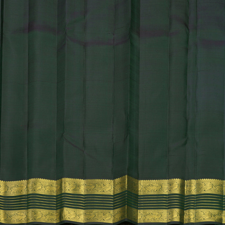 Hayagrivas Handloom Rust Orange Kanjivaram Silk Saree with Bottle Green Border KBF816H7-2