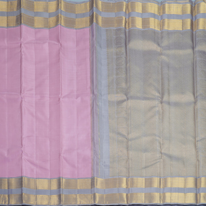 Hayagrivas Handloom Lavender-Pink Kanjivaram Silk Saree with Lilac-Grey Border KBF817H2-1