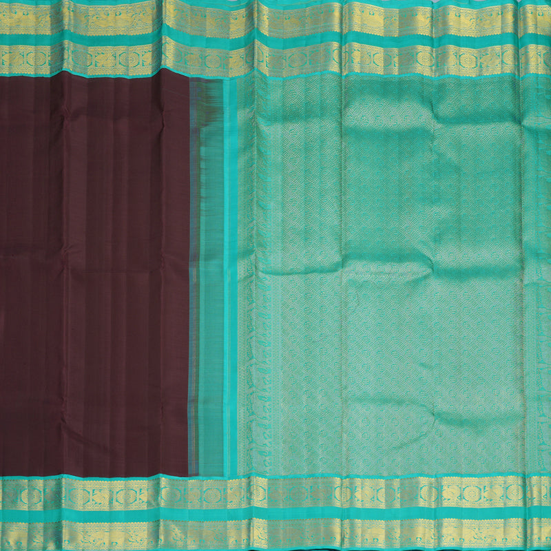 Hayagrivas Handloom Deep Wine Kanjivaram Silk Saree with Sky Blue Border KBF817H2-4