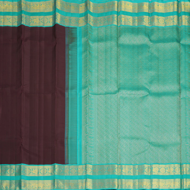 Hayagrivas Handloom Deep Wine Kanjivaram Silk Saree with Sky Blue Border KBF817H2-4