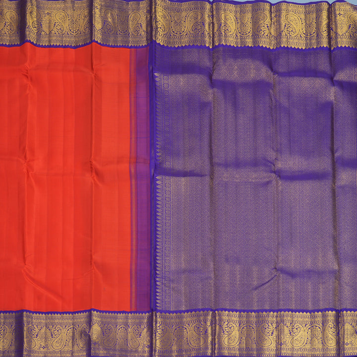 Hayagrivas Handloom Red Kanjivaram Silk Saree with Purple Border KBF817H2-6