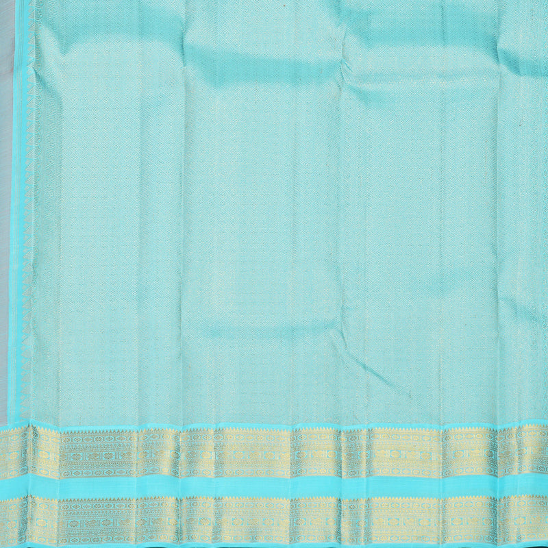 Hayagrivas Handloom Fanta Orange Kanjivaram Silk Saree with Sea Blue Border KBF817H2-7