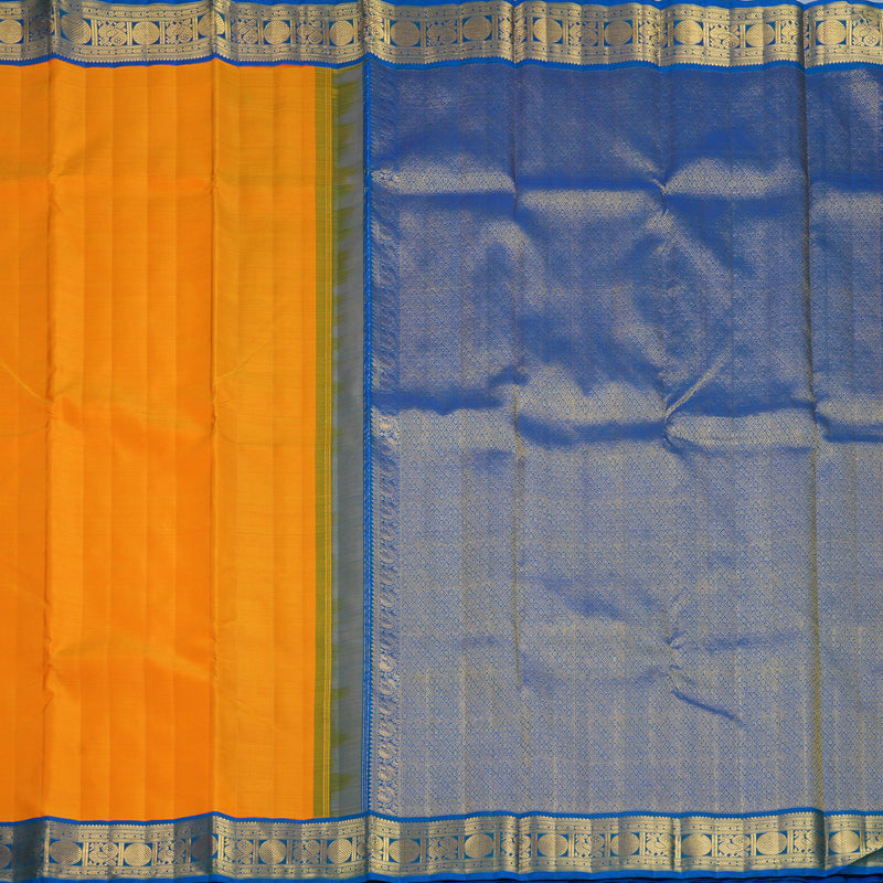 Hayagrivas Handloom Mambazham Orange Kanjivaram Silk Saree with Mayilkazhuthu Border KBF817H3-1